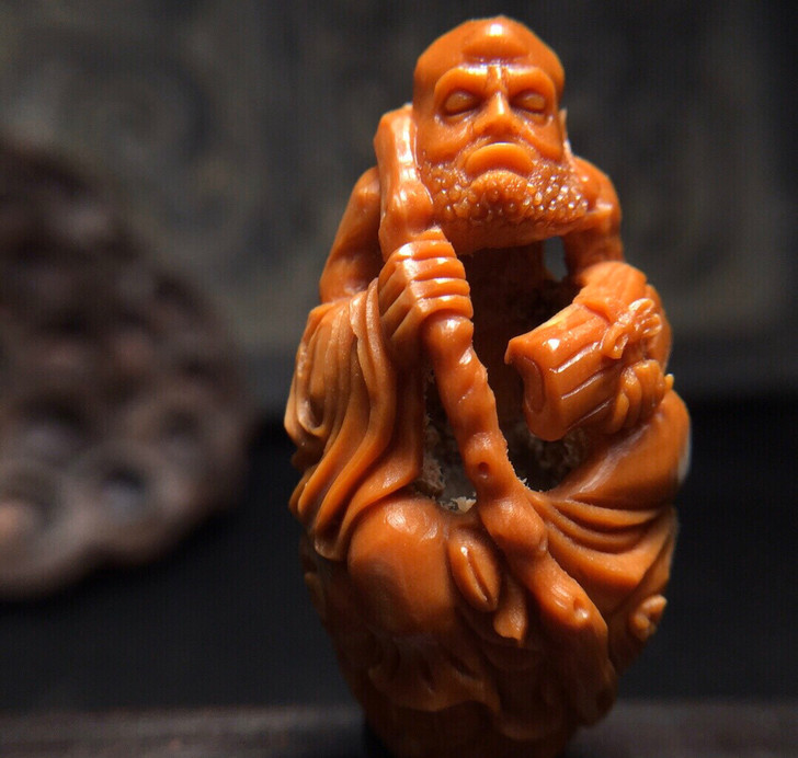 橄榄核雕达摩单粒2.0吊坠手工橄榄核镂空雕...