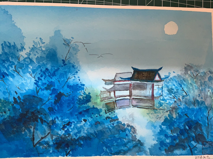 处理手绘水彩画，