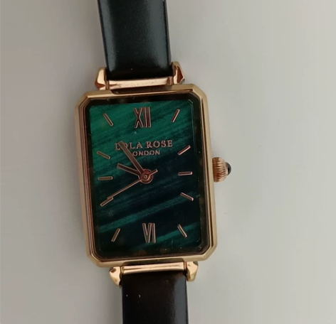 Lolarose小绿方女士手表皮质表带进口...