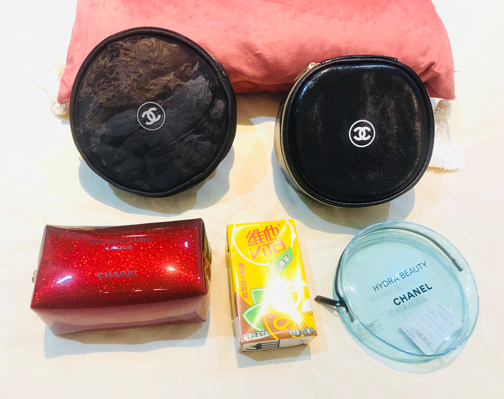 稀有chanel香奈儿化妆包口红包圆饼网纱...