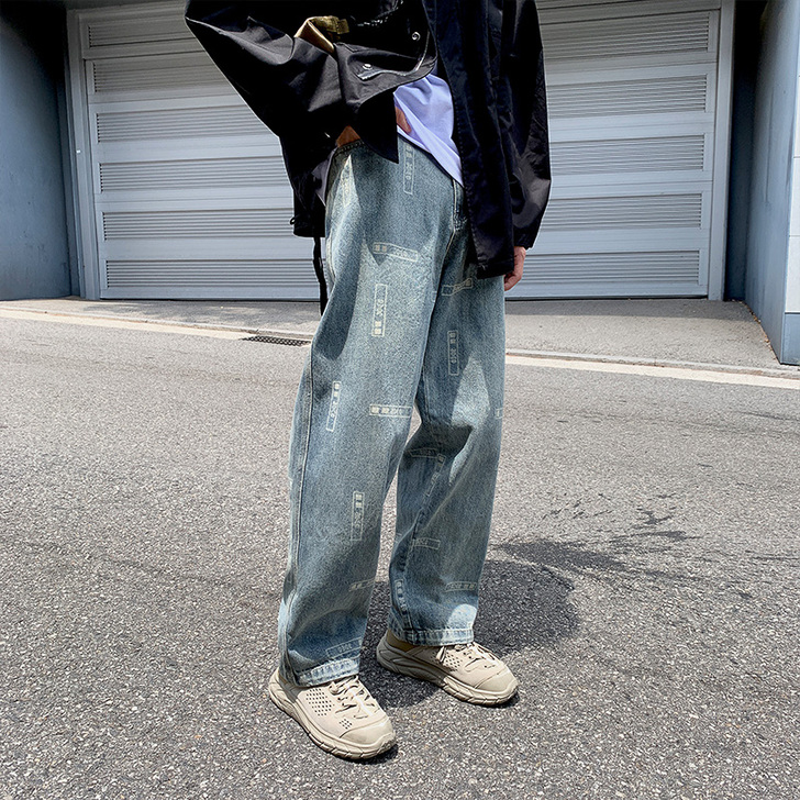 百搭宽松阔腿直筒显瘦牛仔裤M码适合体重11...