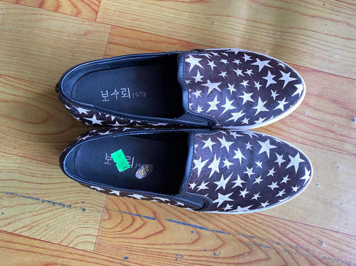 全新马海毛坡跟单鞋36码