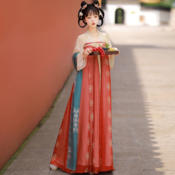 唐制汉服女齐胸破裙复原款长安赋唐制飘逸仙女...