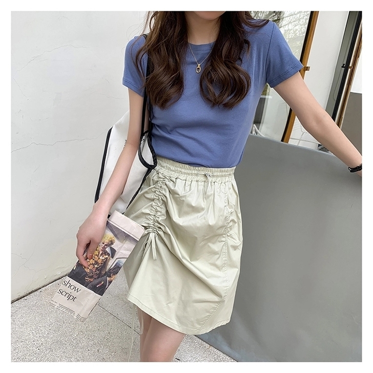 不规则褶皱抽绳工装风半身裙女夏设计感小众高...