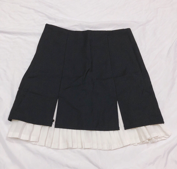 基本全新开叉拼接a字短裙 藏蓝色的S码(偏...