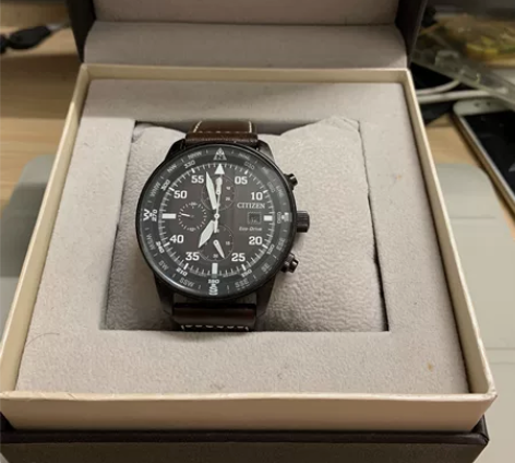 西铁城光动能小牛皮男士腕表夜光防水运动日韩...