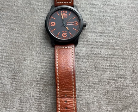 自用西铁城光动能橙色牛皮表带腕表,78成新...