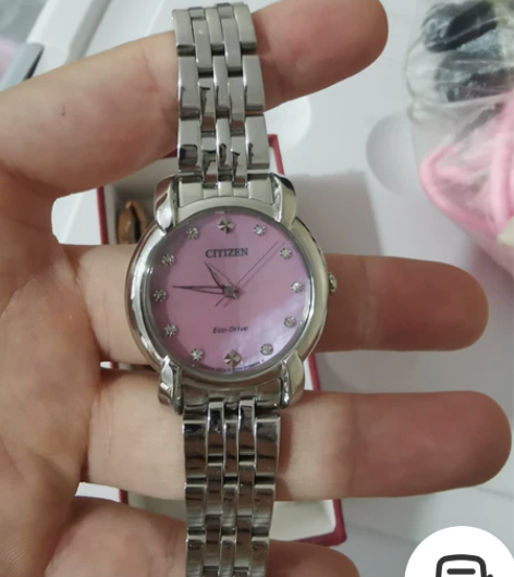 西铁城Citizen光动能珍珠贝母粉色表盘...