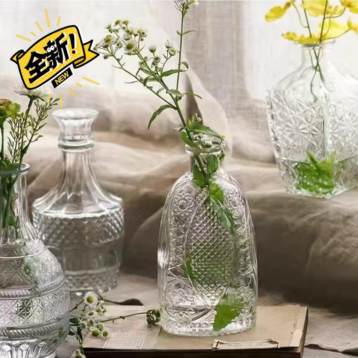 创意玻璃花瓶法式复古马德里花瓶摆件客厅插花...