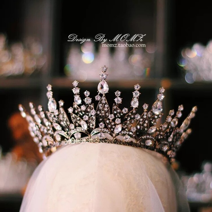 整圈圆形欧式复古巴洛克皇冠头饰森系新娘仙美...