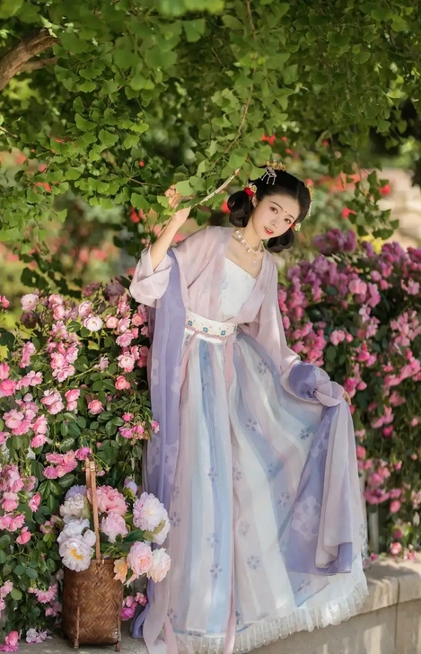 山海记【蔷薇花事】唐风间色裙 梦幻渐变唐风...