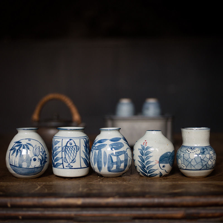 复古创意陶瓷小花瓶摆件迷你景德镇手绘花瓶干...