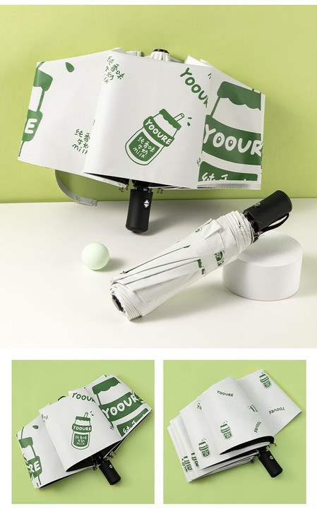 简画小清新太阳伞防紫外线三折女折叠遮阳伞晴...