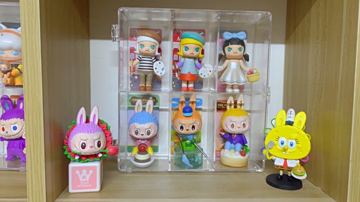 免组装泡泡玛特盲盒收纳盒手办展示柜带门六格...