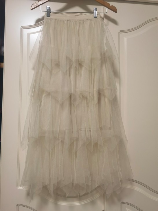 浅卡其色高腰网纱半身裙蛋糕裙