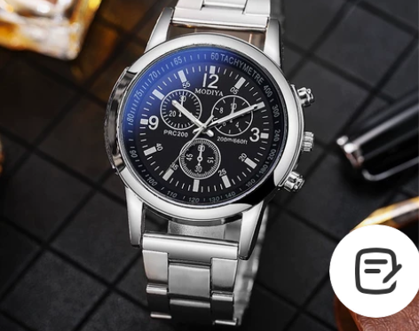 手表男士厂家直营MODIYA礼品时尚钢带石...