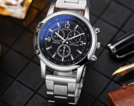 手表男士厂家直营MODIYA礼品时尚钢带石...