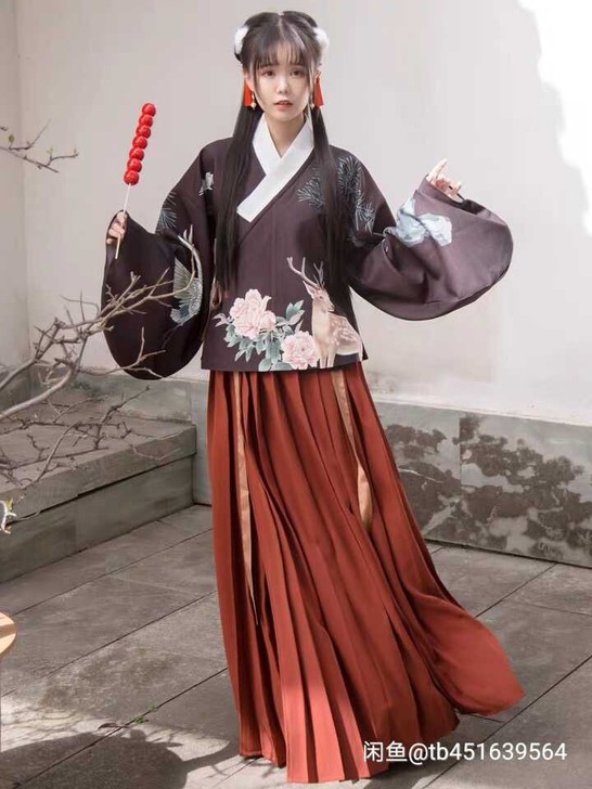 远山乔【六合同春】原创汉服 琵琶袖印花交领...