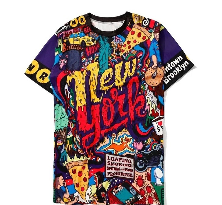 宽松 个性 中长款 短袖T恤 女 上衣 显...