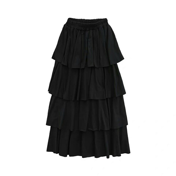 春夏黑色蛋糕裙
