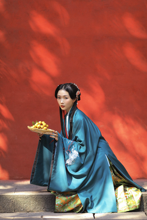 兰若庭乘黄披风绿色 明制汉服