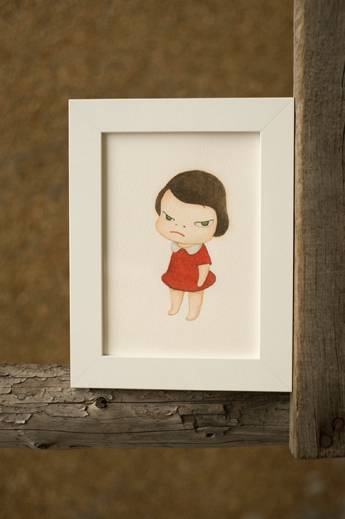 奈良美智背后藏刀，非版画，水彩手绘，潮流艺...