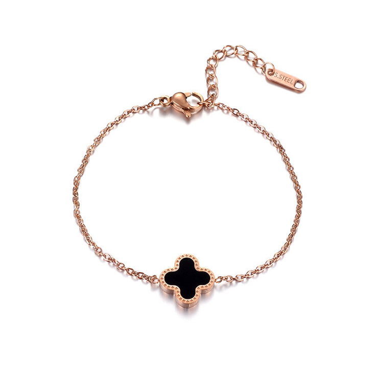 韩版简约个性18k玫瑰金四叶草手链女闺蜜i...