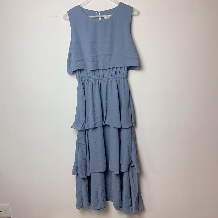 【包邮】雾霾蓝雪纺连衣裙