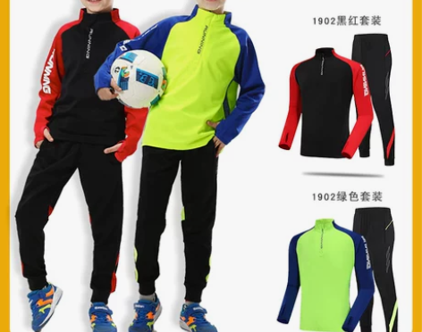 儿童长袖足球训练服套装男秋冬加绒成人定制团...
