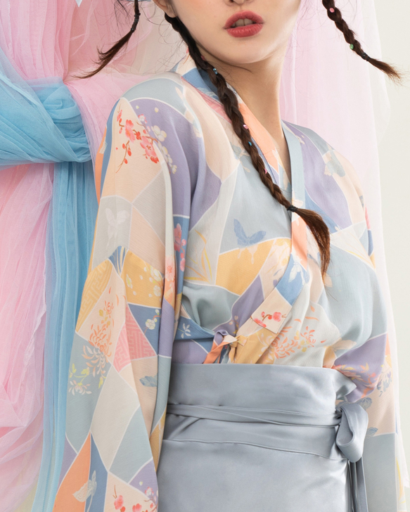 月笙朝歌 浅川 宋制一片式旋裙交领短衫印花...