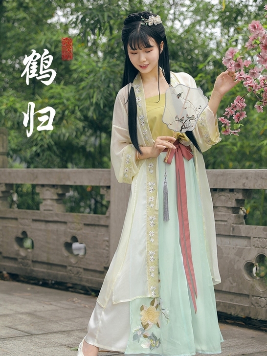 九华霓裳 鹤归正品原创宋制汉服女改良日常套...