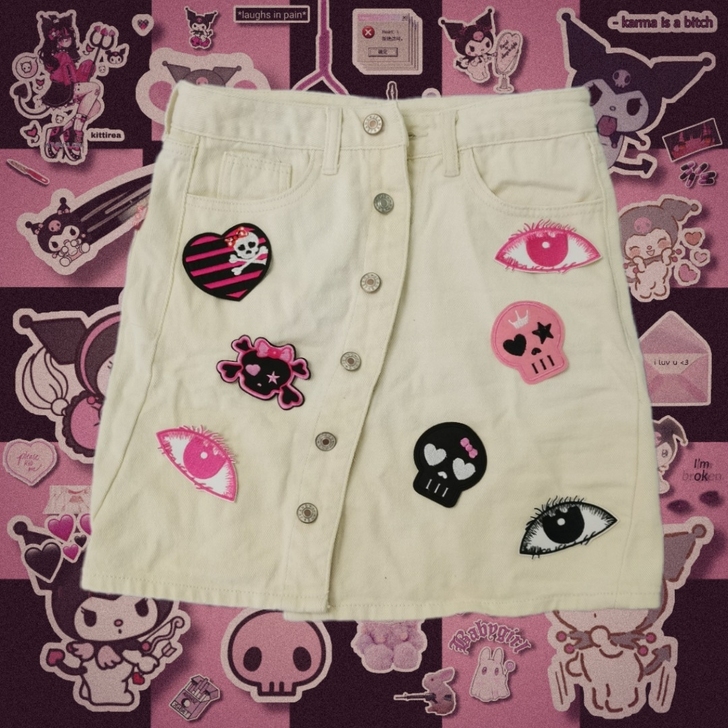 少见的斜边设计+日常奶白色+y2k刺绣 亚...