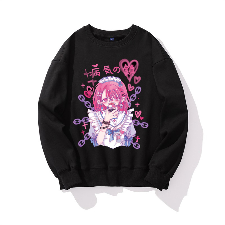 [时光凝固]原创纯棉加绒印花大码JK卫衣原...