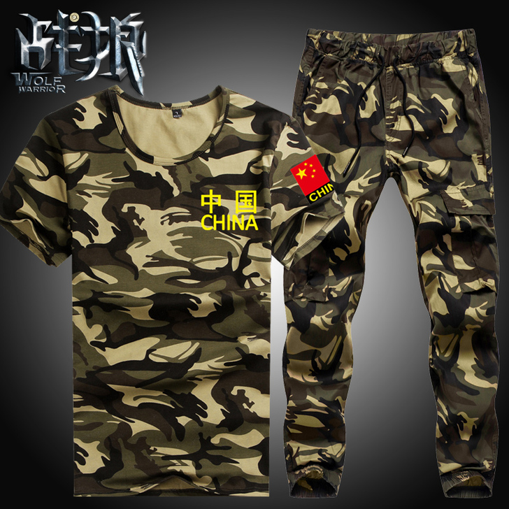 夏季军装迷彩服短袖套装男战狼中国特种兵衣服...