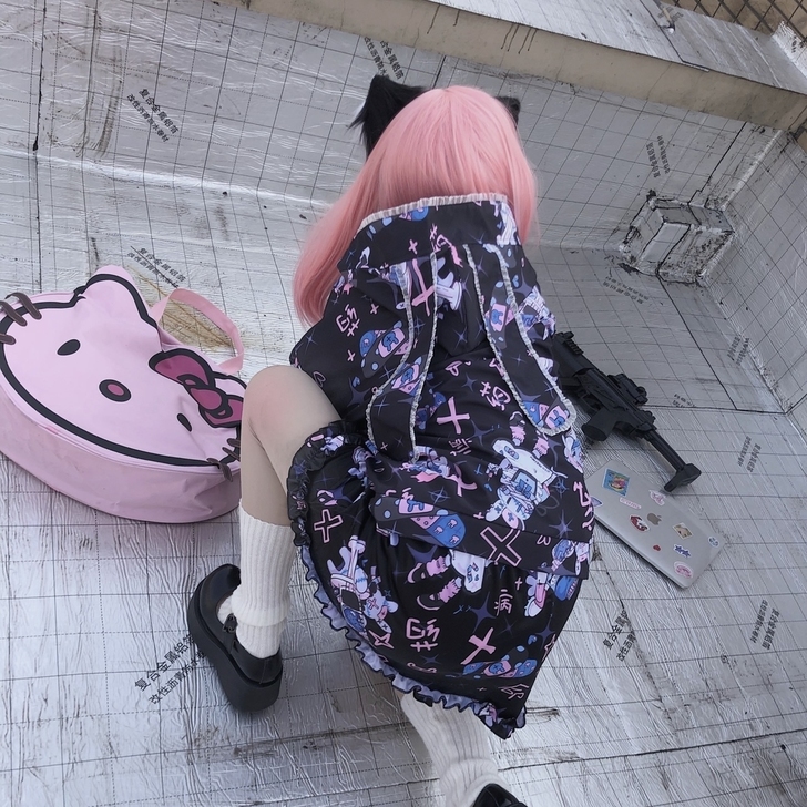 原创兔子外套 裙子原宿软妹中二印花兔耳甜酷...