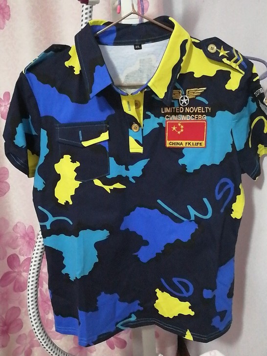 全新蓝迷彩水兵舞纯棉短袖