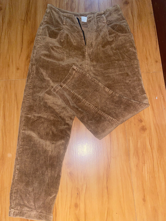 灯芯绒高腰收腹长裤