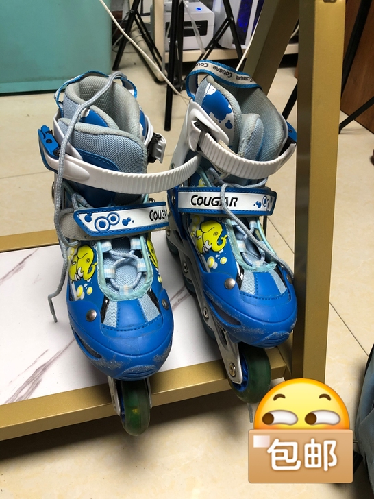美洲狮轮滑鞋正品二手男孩旱冰鞋直排溜冰鞋儿...