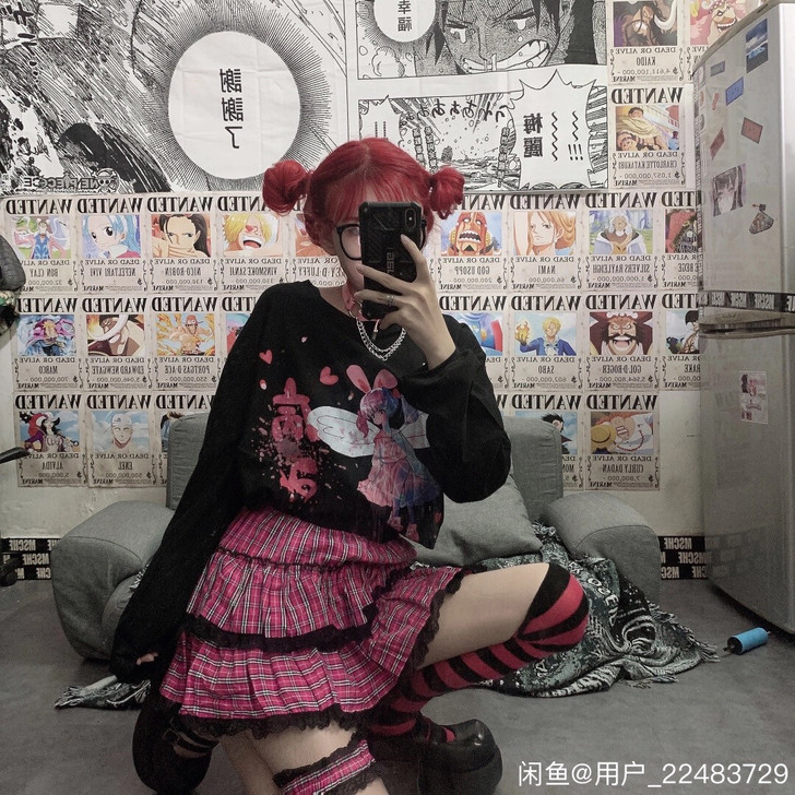 甜酷辣妹Y2K 千禧辣妹玫粉色格纹短裙蕾丝...