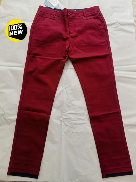 白菜价，淑女坊休闲裤 酒红色裤子九分裤薄款...