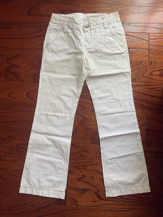 米白喇叭牛仔长裤，3成新