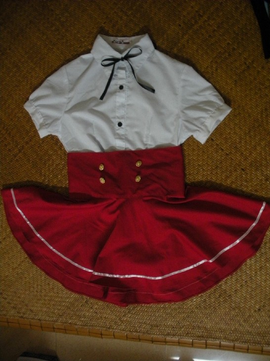 cosplay服装 迷途猫校服，（衬衣+裙...