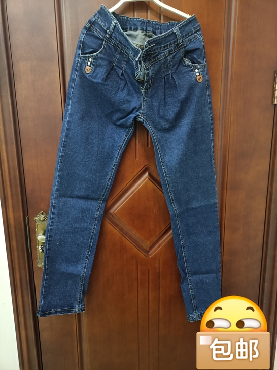 长款低腰牛仔裤，穿过一次，大码，裤头自己改...