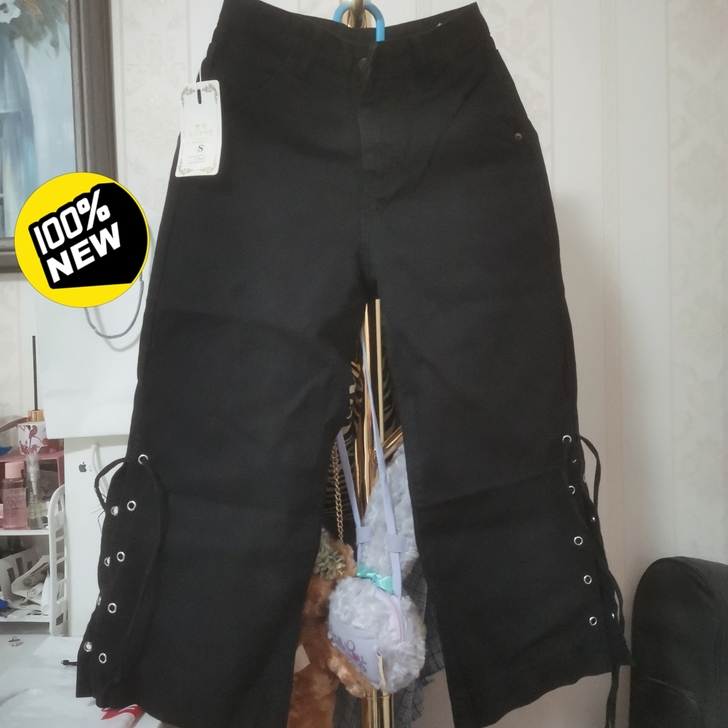 【白菜价】黑色抽绳牛仔裤