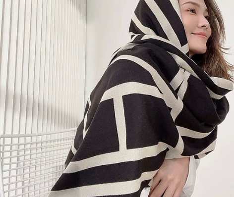 几何双面款 北欧小众风超大披肩围巾 双面围...