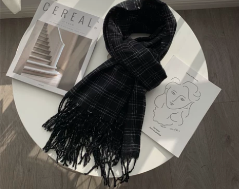 韩版格子围巾女秋冬学生加长加厚保暖围脖冬季...