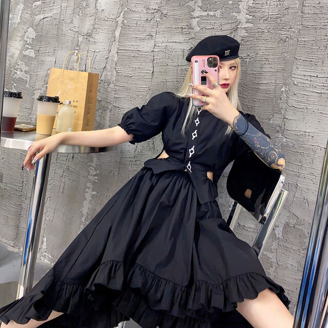 PINK院长原创暗黑裙子，黑色，尺码M，去...