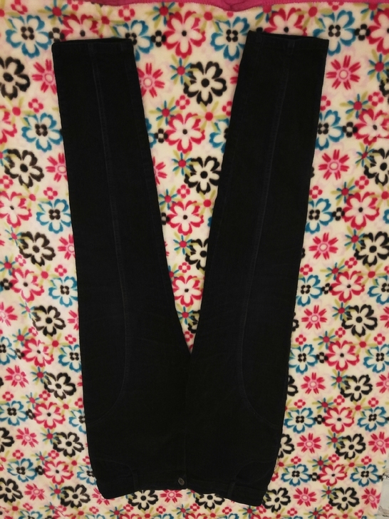 深咖色高腰条绒女裤，裤长93厘米，腰围40...