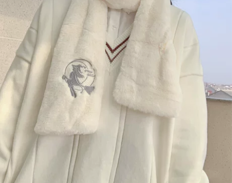 现货【小女巫】围巾原创刺绣女日系可爱加厚百...