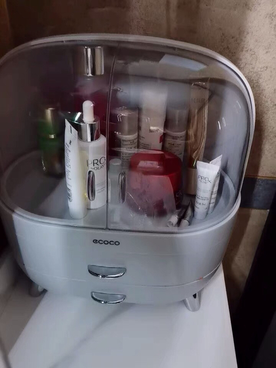 化妆品收纳盒透明防尘桌面口红梳妆台化妆刷子...